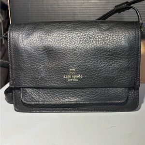 Kate Spade Textured Black Leather Crossbody Bag